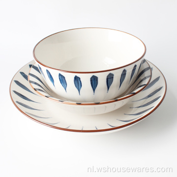 Nieuwe stijl pad afdrukken blauwe diner sets